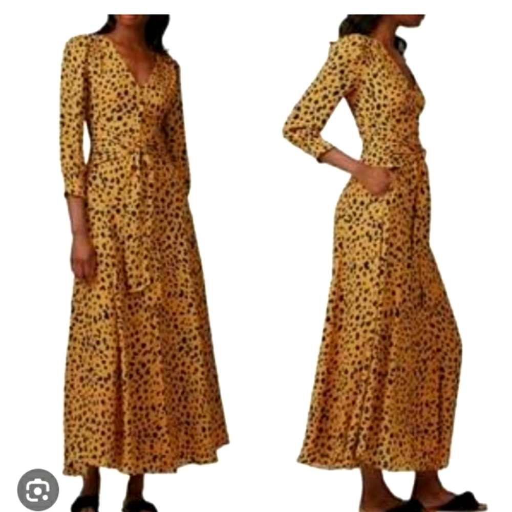 Nicholas Silk Leopard Print Maxi Dress